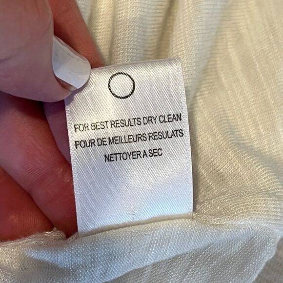 Halston Heritage White Knit Top Keyhole Modal Slub Cut Out Neckline XS - Picture 3 of 6